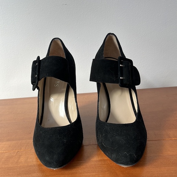 🗝️Hobbs London Black Suede Wedge with Buckles - Picture 3 of 7